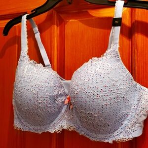 Bra NWT Victoria secret vs 38D  light blue w/ pink & purplish polka dot